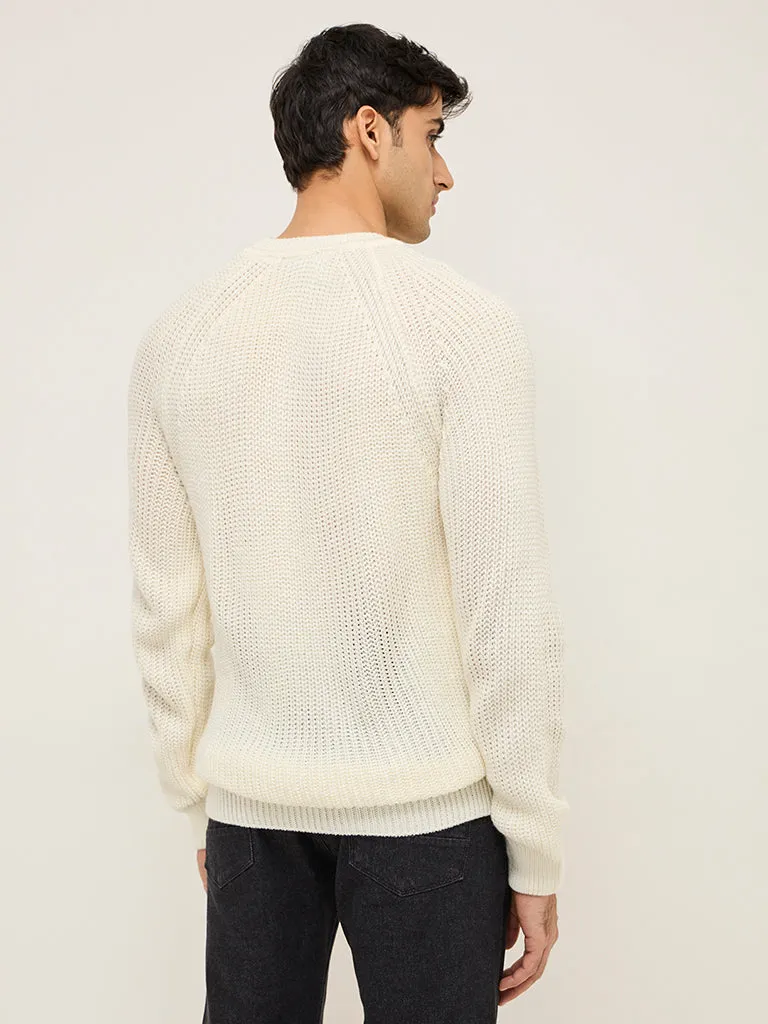 Ascot Off-White Knitted Relaxed-Fit Sweater