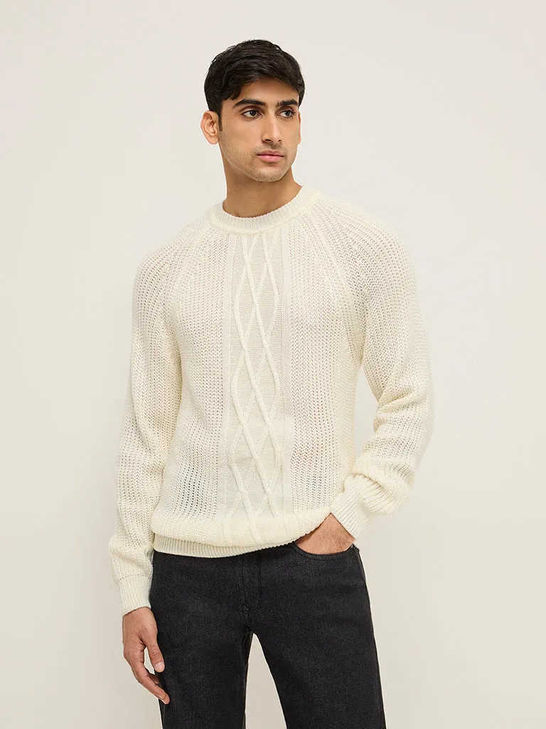 Ascot Off-White Knitted Relaxed-Fit Sweater