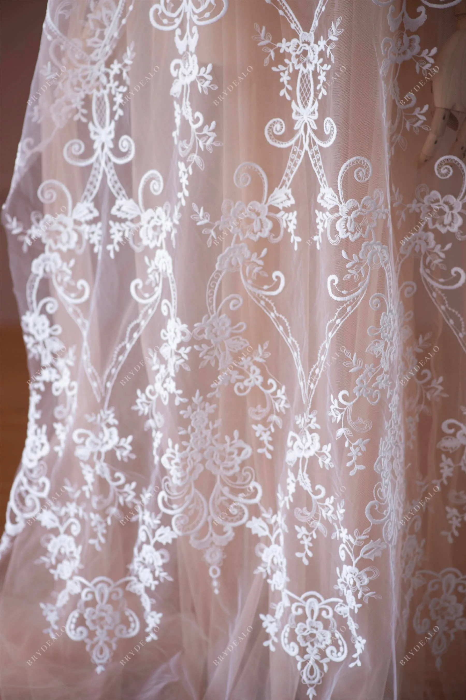 Beautiful Abstract Patterned Bridal Lace Fabric By the Yard