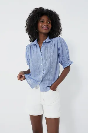 Blue Houndstooth Gemma Blouse