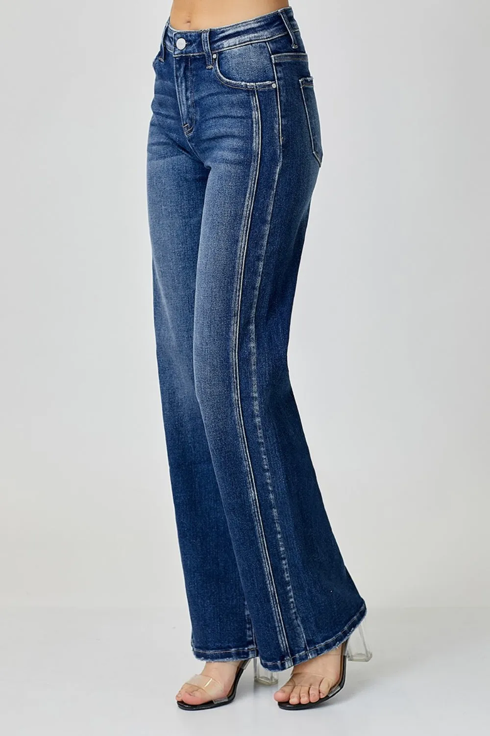 Blue Jeans Mid Rise Straight Leg Women's Denim Pants Cotton