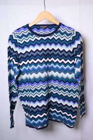 Bonmarche Green, Purple & Blue Zig Zag Sweatshirt (Medium)