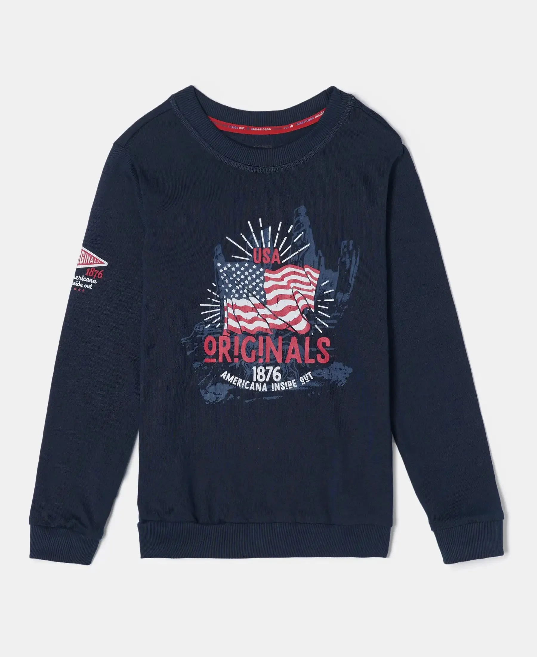 Boy's Super Combed Cotton Rich Graphic Printed Sweatshirt - Navy