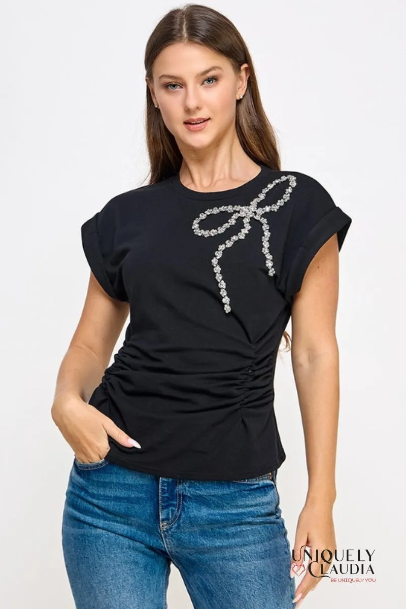 Brenna Bow Embellished Tee