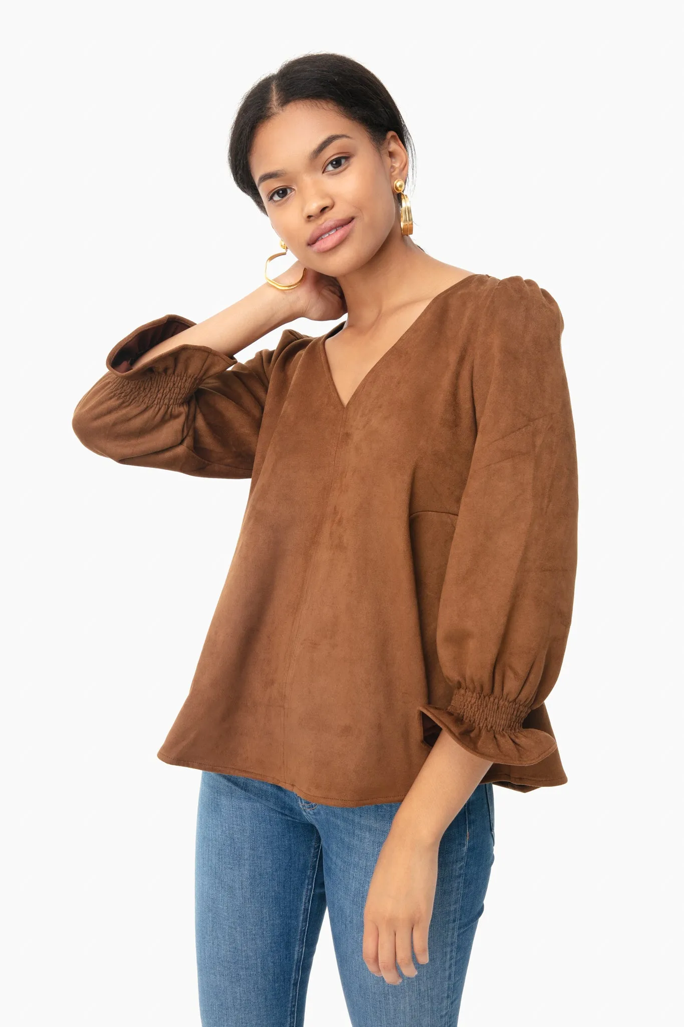 Brown Suede Easton Blouse