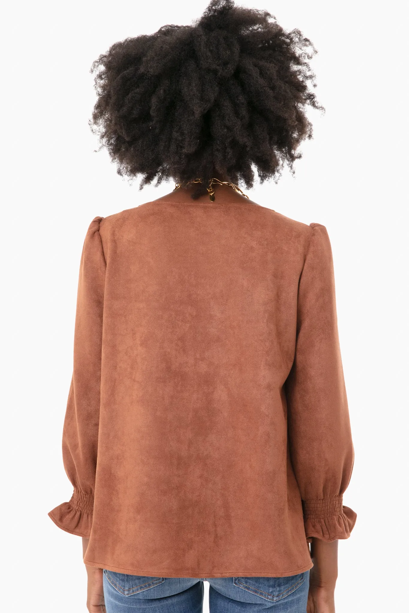 Brown Suede Easton Blouse