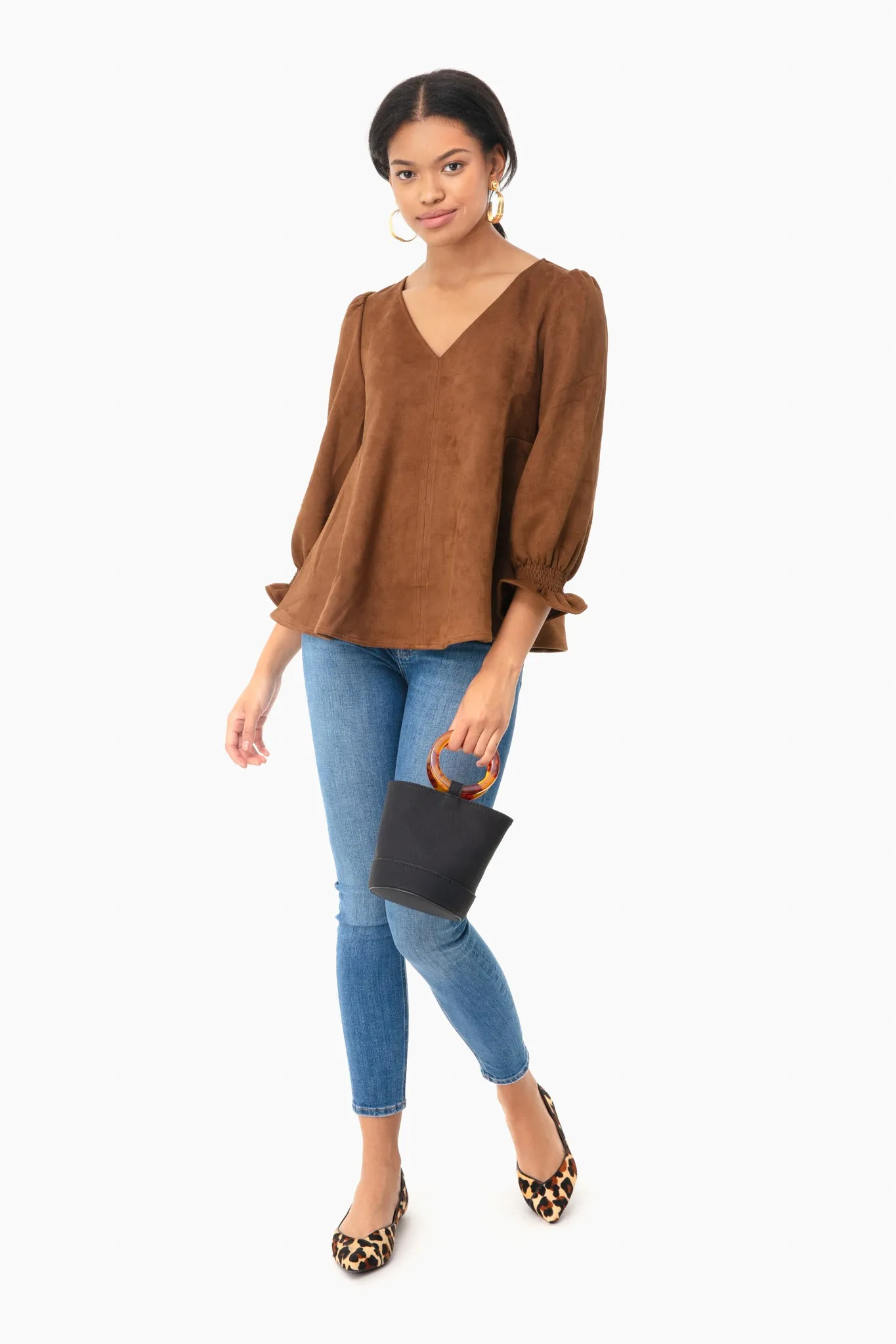 Brown Suede Easton Blouse