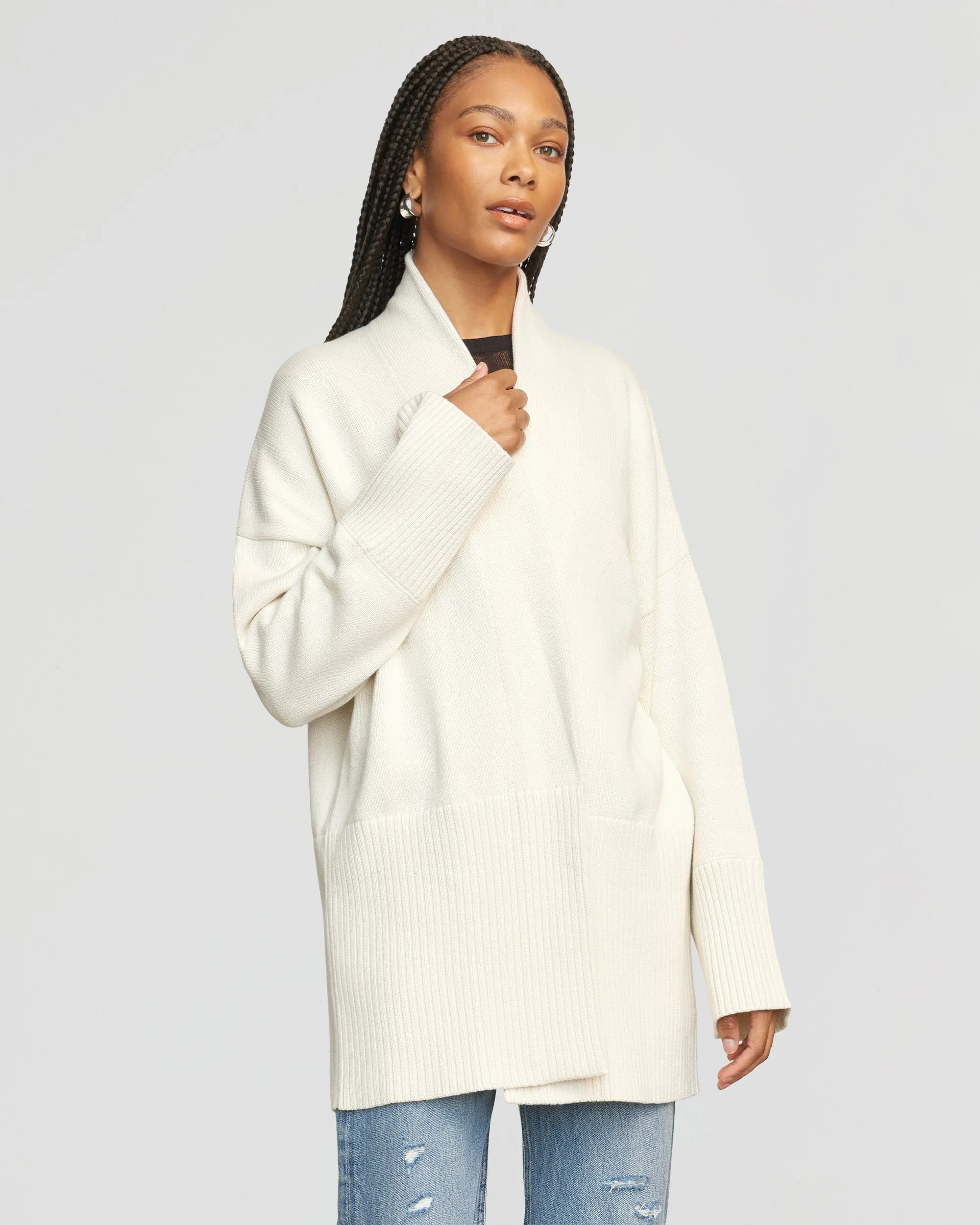 Carla Organic Cotton Split-Back Cardigan