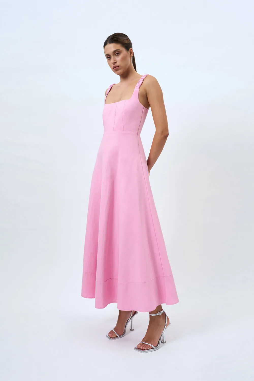 Daphne Bust Midi Dress - Taffy Pink