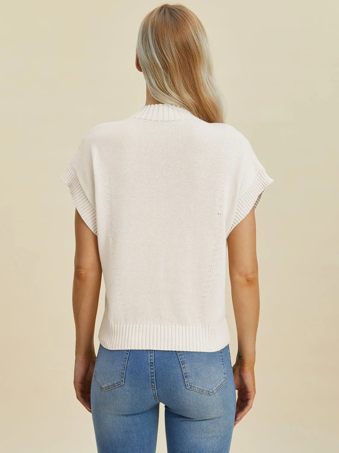 Denise Mock Neck Short Sleeve Sweater