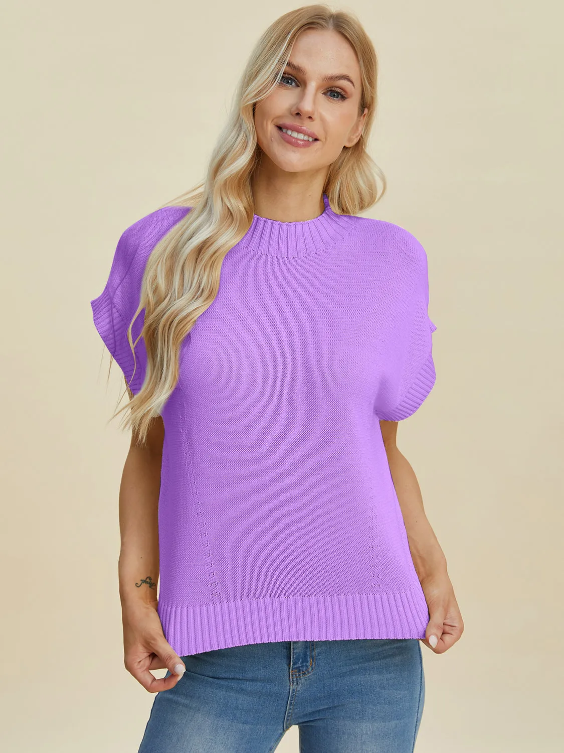 Denise Mock Neck Short Sleeve Sweater