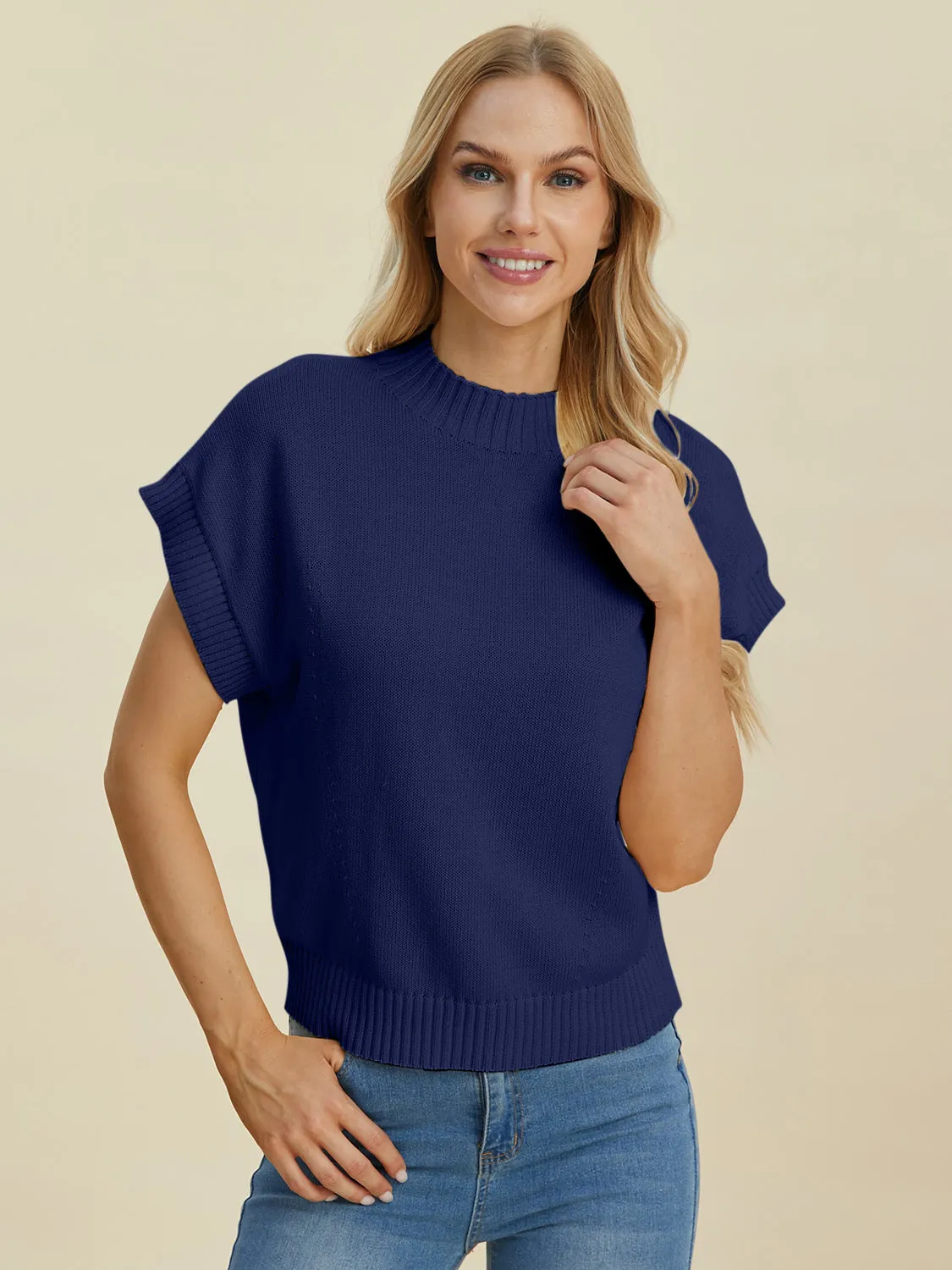 Denise Mock Neck Short Sleeve Sweater