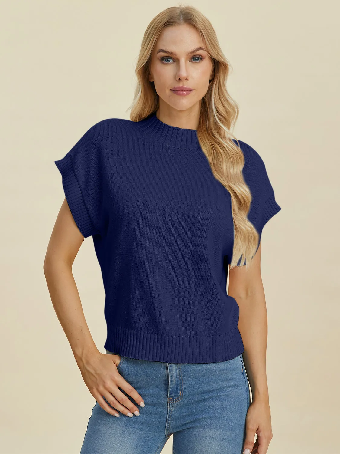 Denise Mock Neck Short Sleeve Sweater