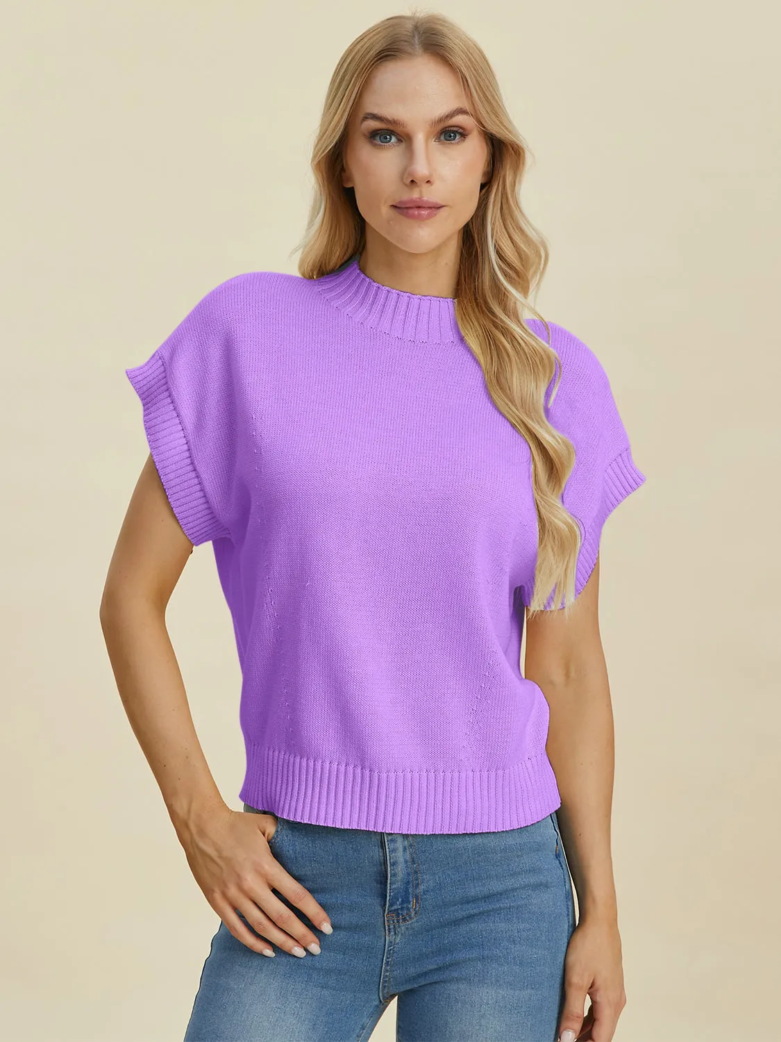 Denise Mock Neck Short Sleeve Sweater