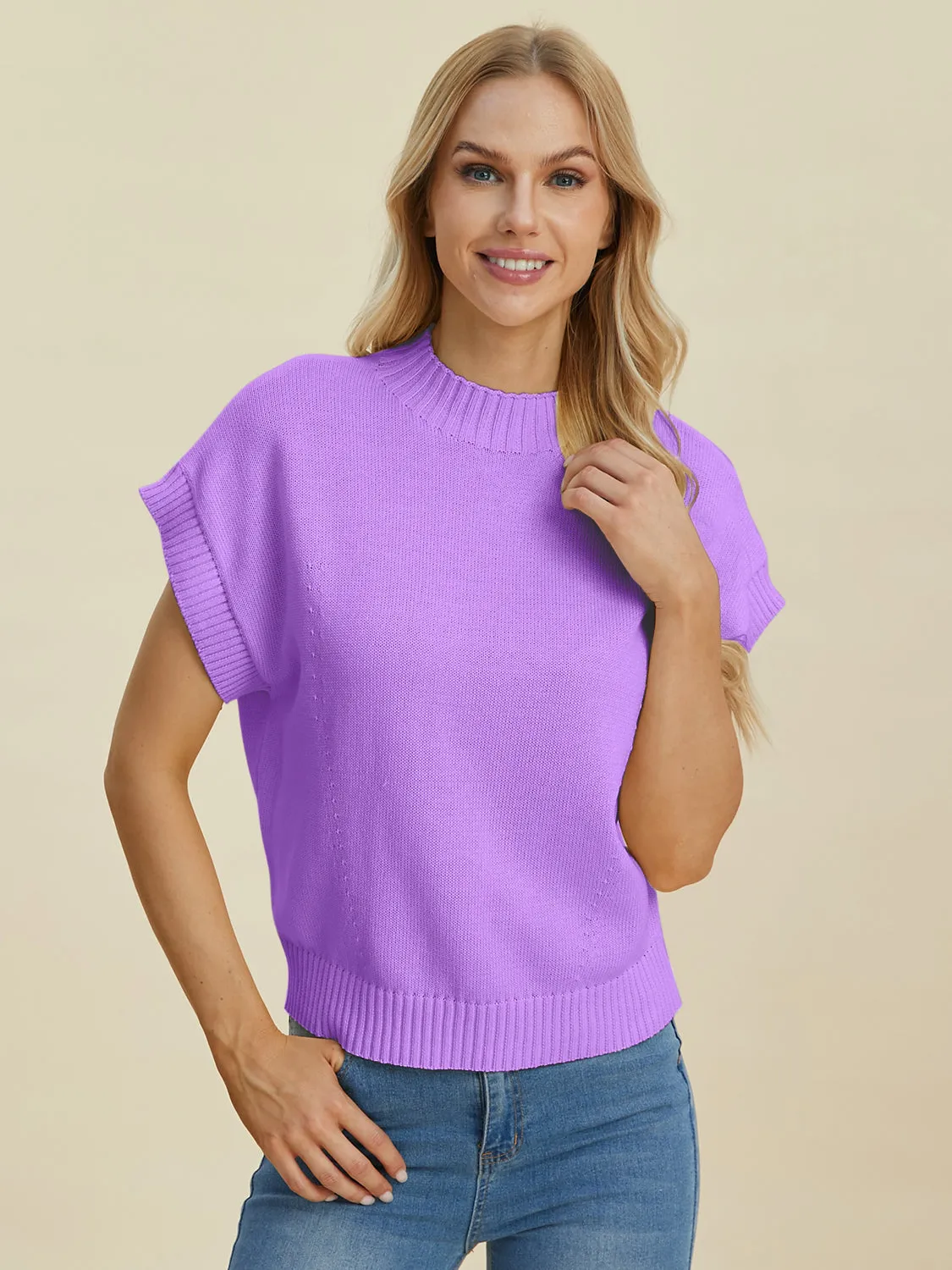 Denise Mock Neck Short Sleeve Sweater