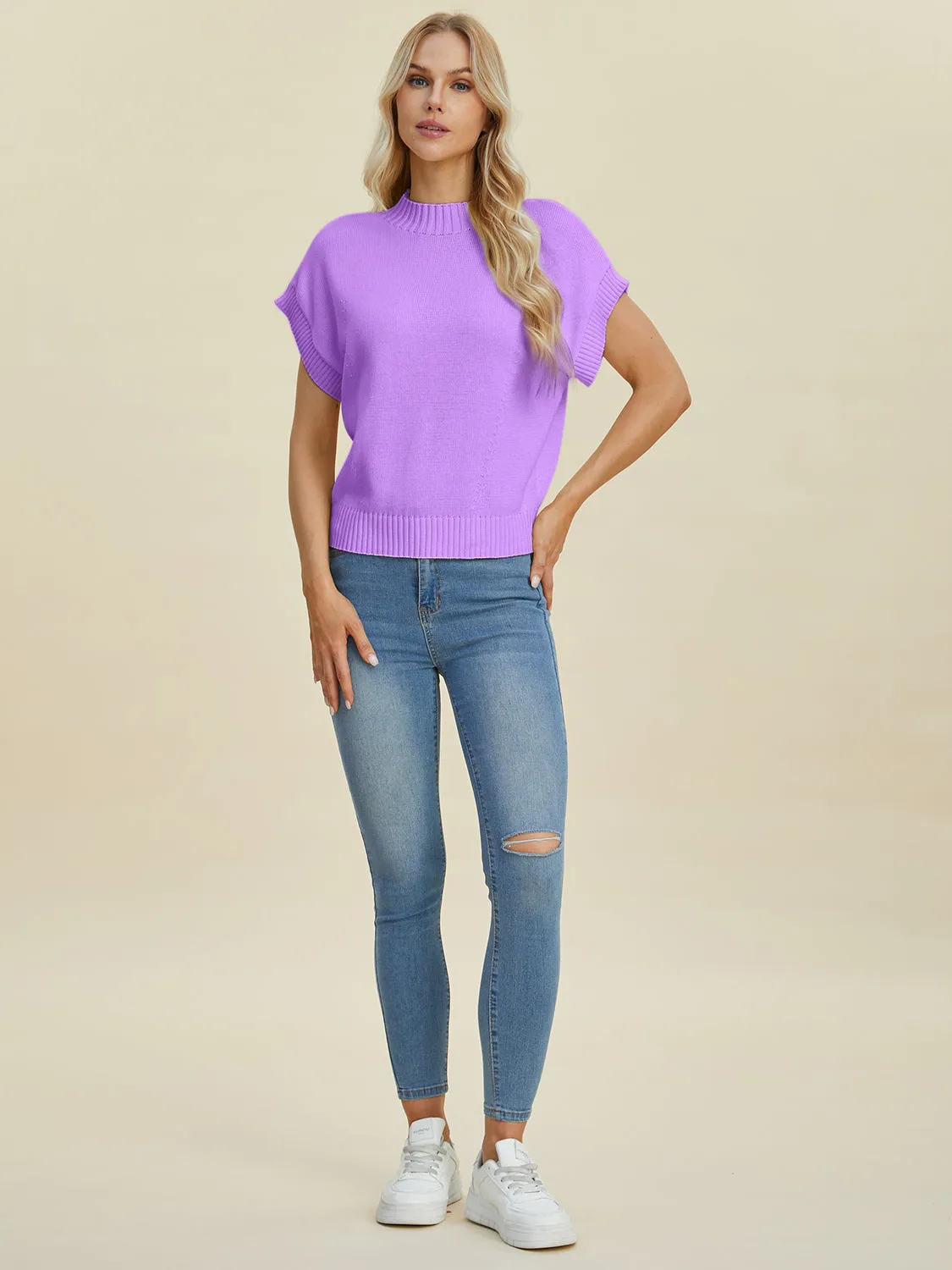 Denise Mock Neck Short Sleeve Sweater