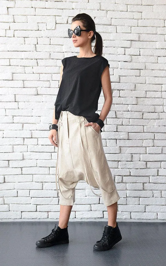 Drop Crotch Linen Pants