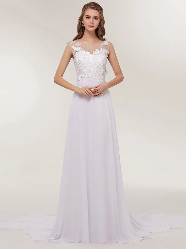 Elegant Chiffon  V-Neck Boho Wedding Dresses