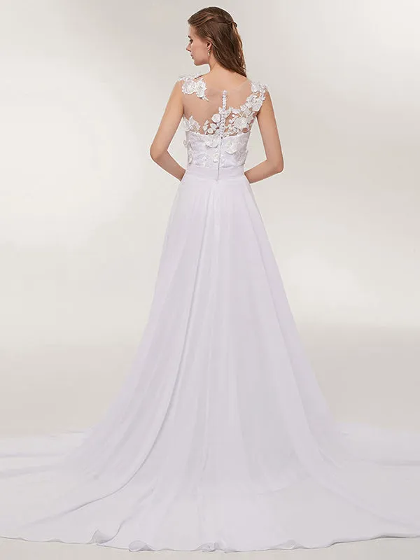 Elegant Chiffon  V-Neck Boho Wedding Dresses