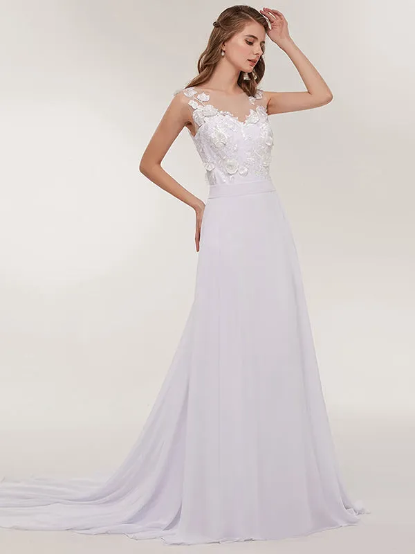 Elegant Chiffon  V-Neck Boho Wedding Dresses