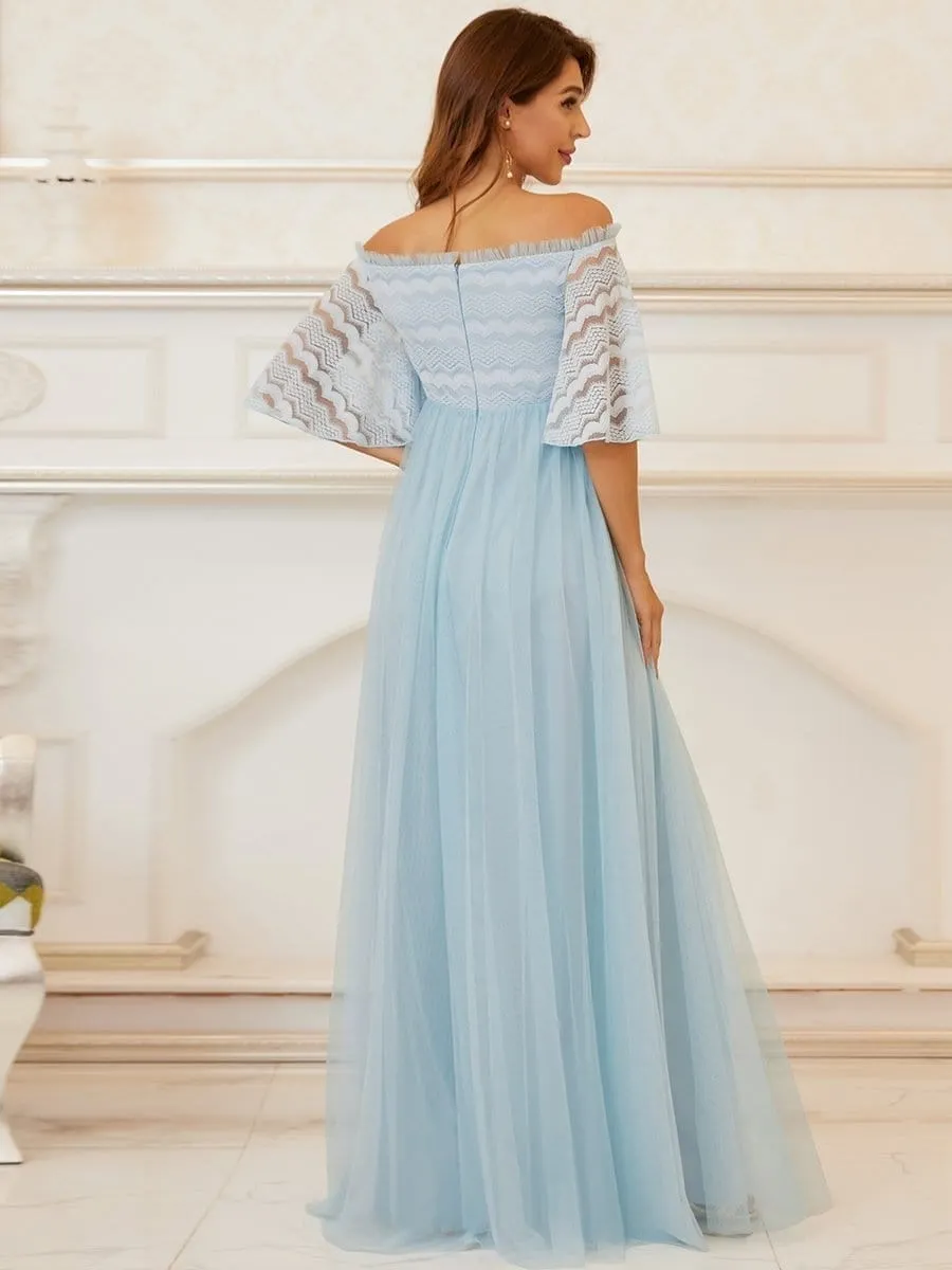 Elegant Cold Shoulder Floor Length Maternity Dress