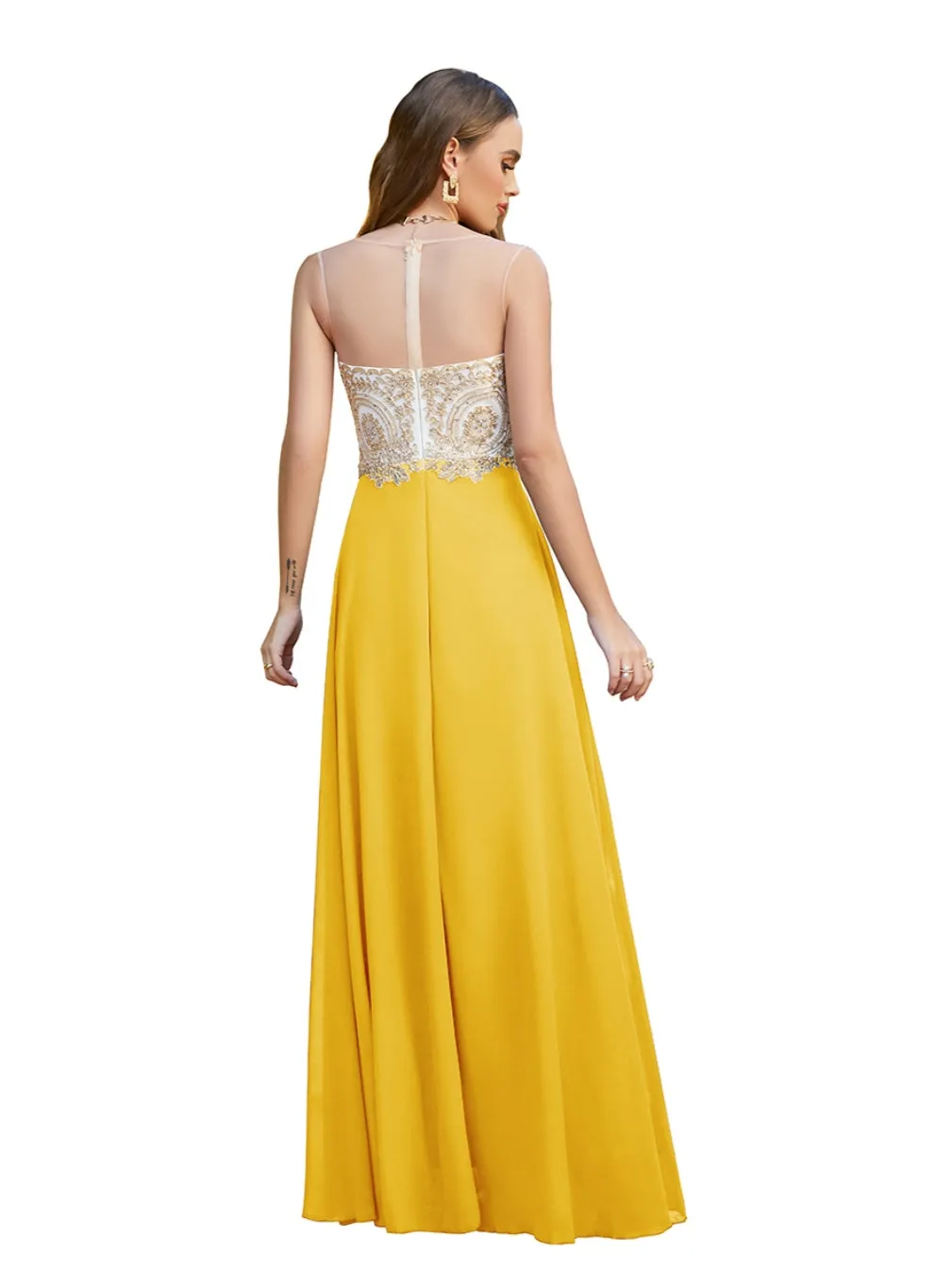 Elegant Sleeveless Aline Chiffon Appliques Evneing Dresses