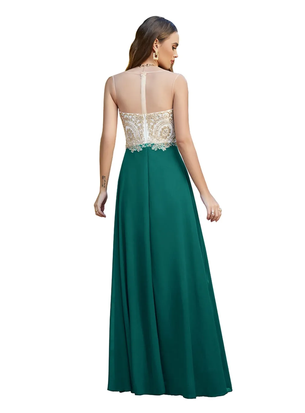 Elegant Sleeveless Aline Chiffon Appliques Evneing Dresses