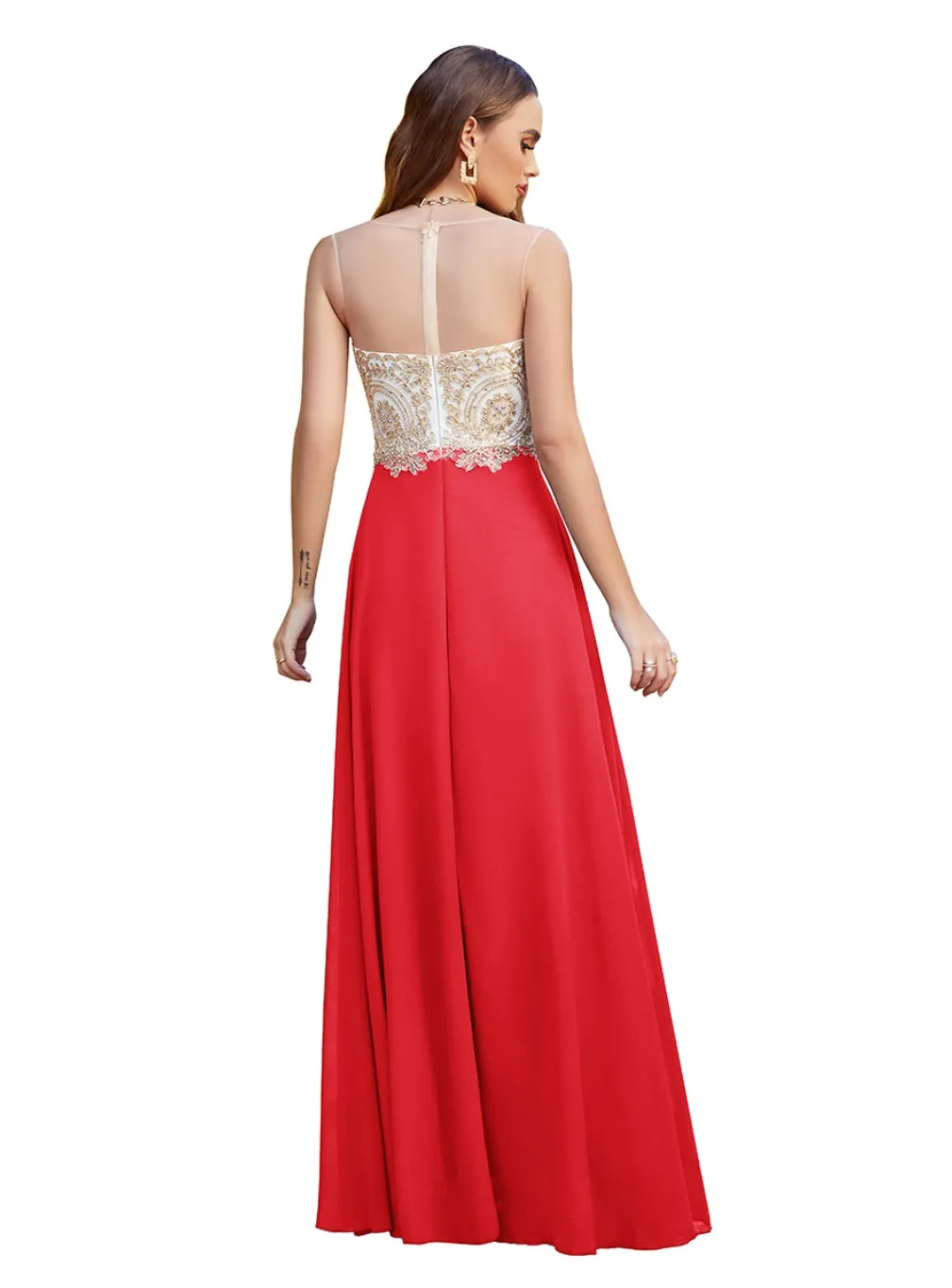 Elegant Sleeveless Aline Chiffon Appliques Evneing Dresses