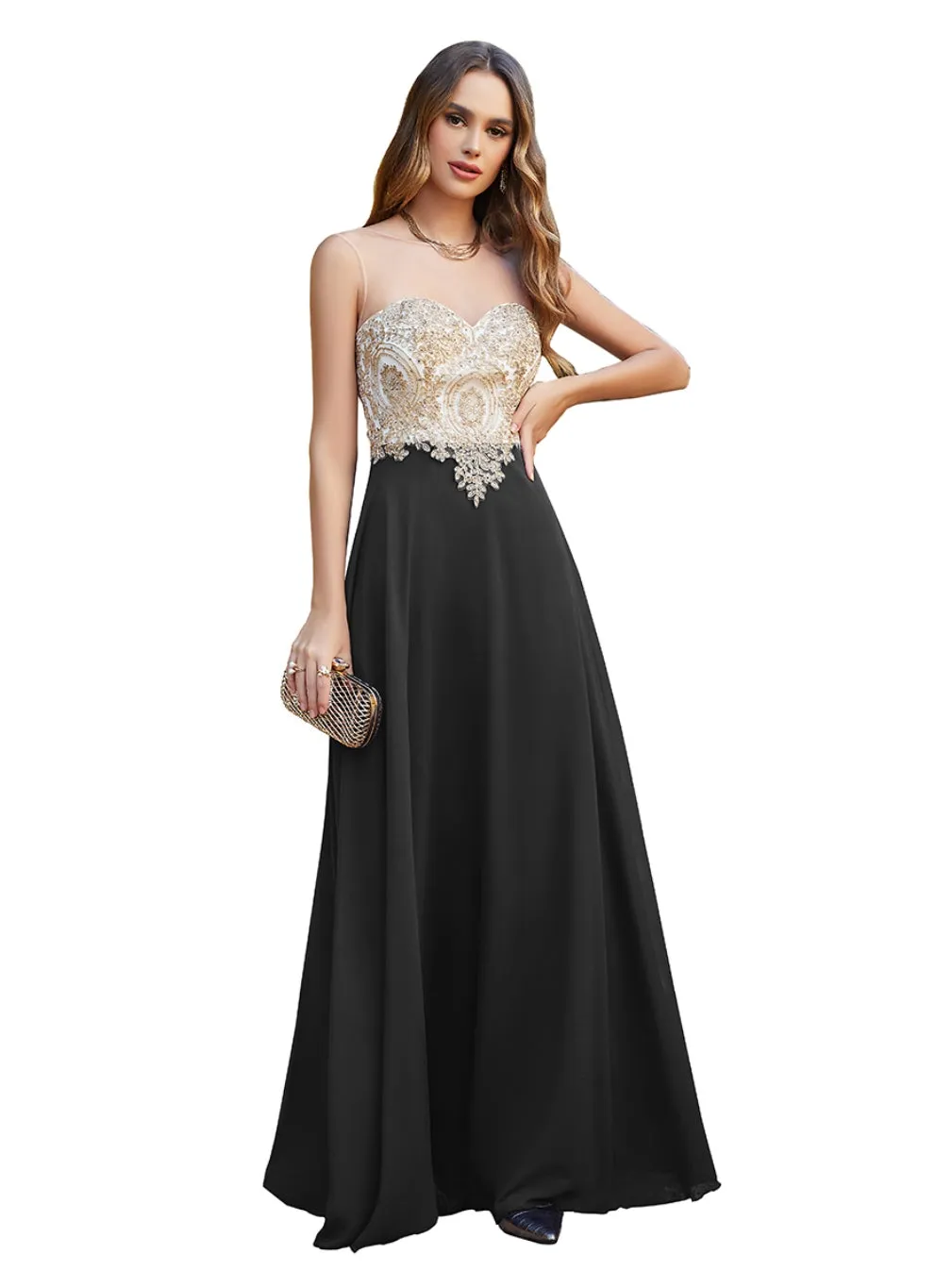 Elegant Sleeveless Aline Chiffon Appliques Evneing Dresses