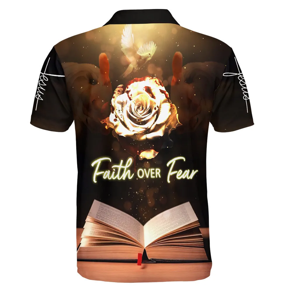 Faith Over Fear Rose Polo Shirt - Christian Shirts & Shorts