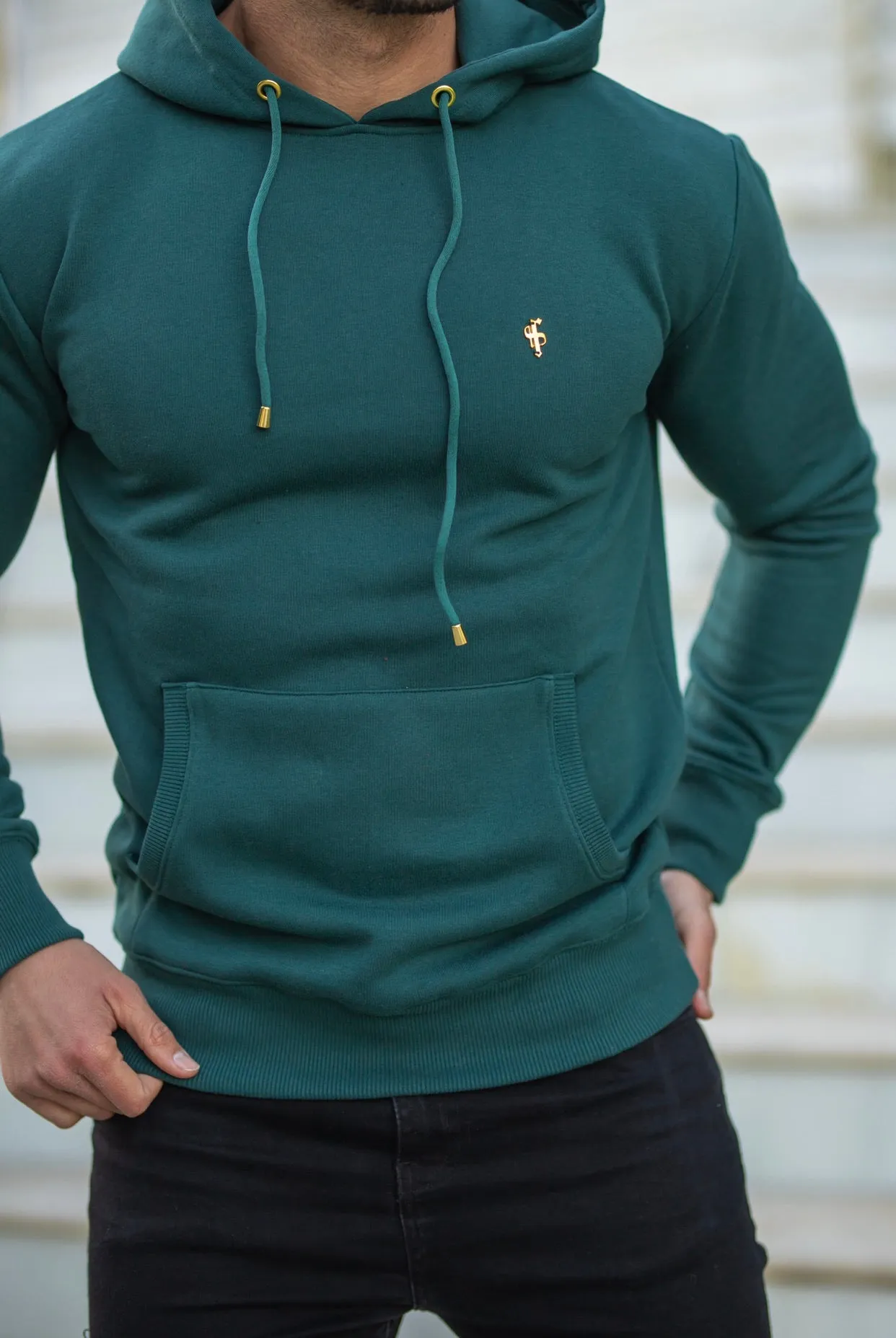 Father Sons Forest Green & Gold Overhead Hoodie Jumper - FSH548