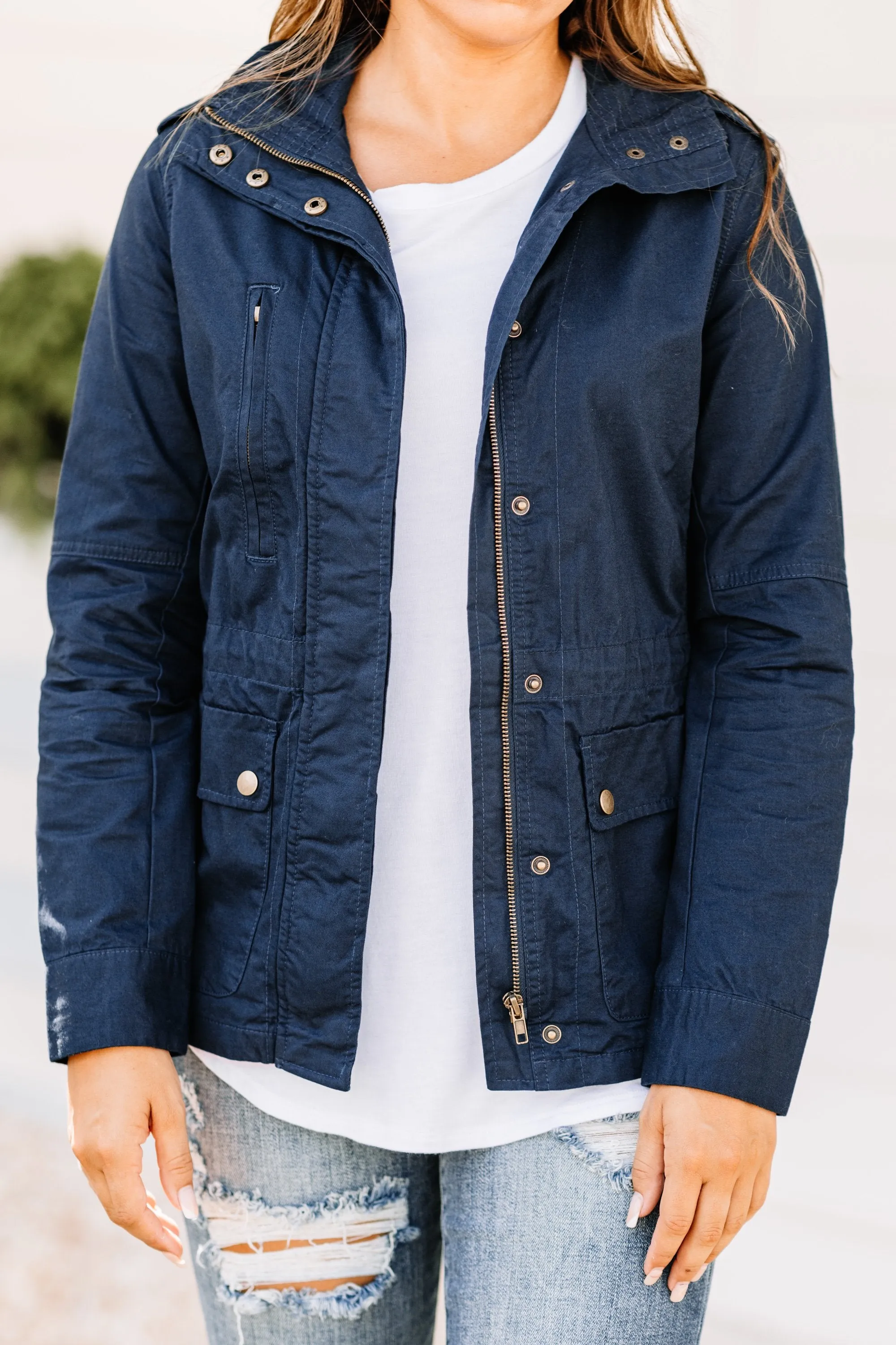 Fight For Love Navy Blue Utility Jacket