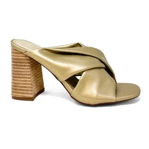 Fiji Metallic Block Heel Sandals