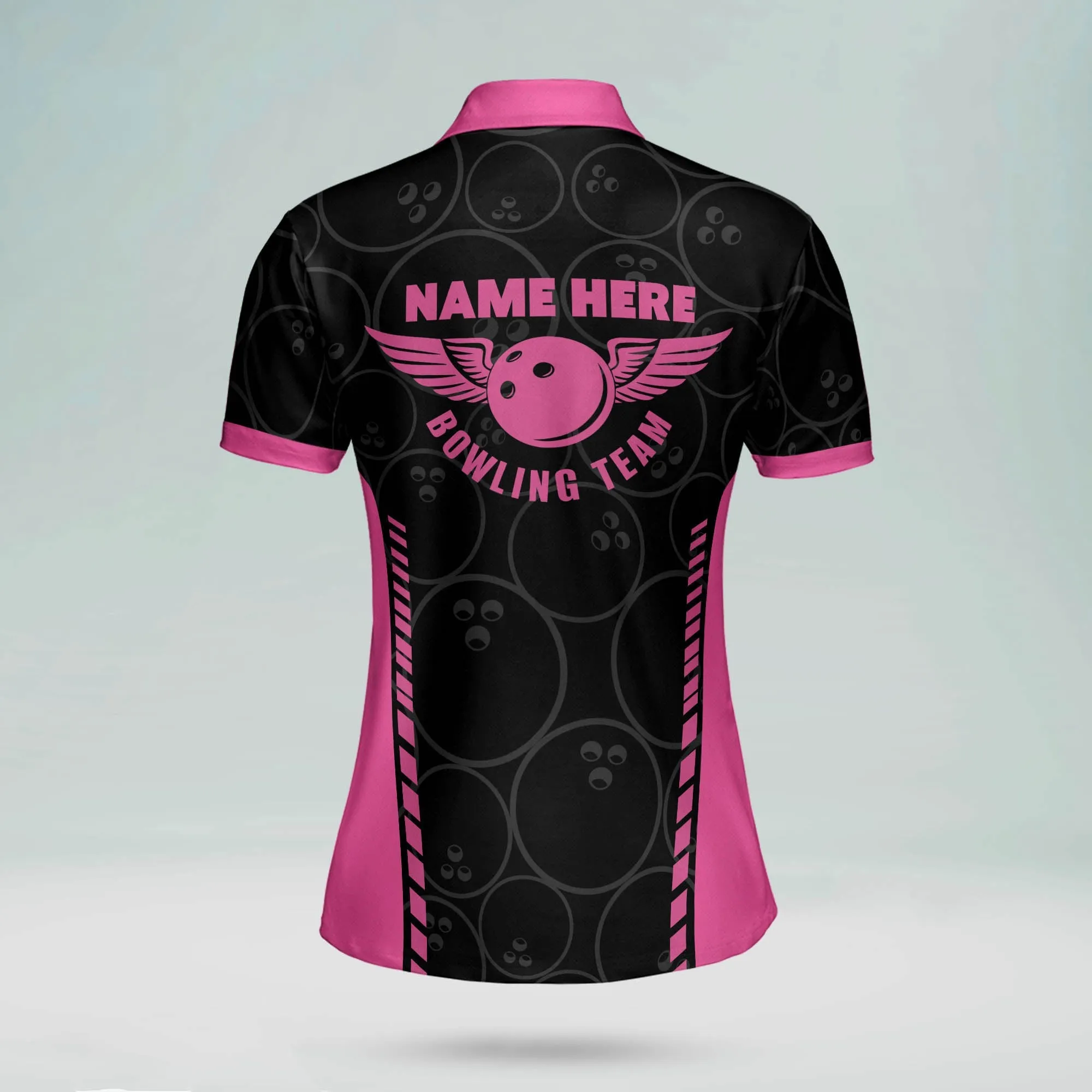 Funny Heartbeat Pulse Line Pink Bowling Shirts for Women, Gift for Team Bowling