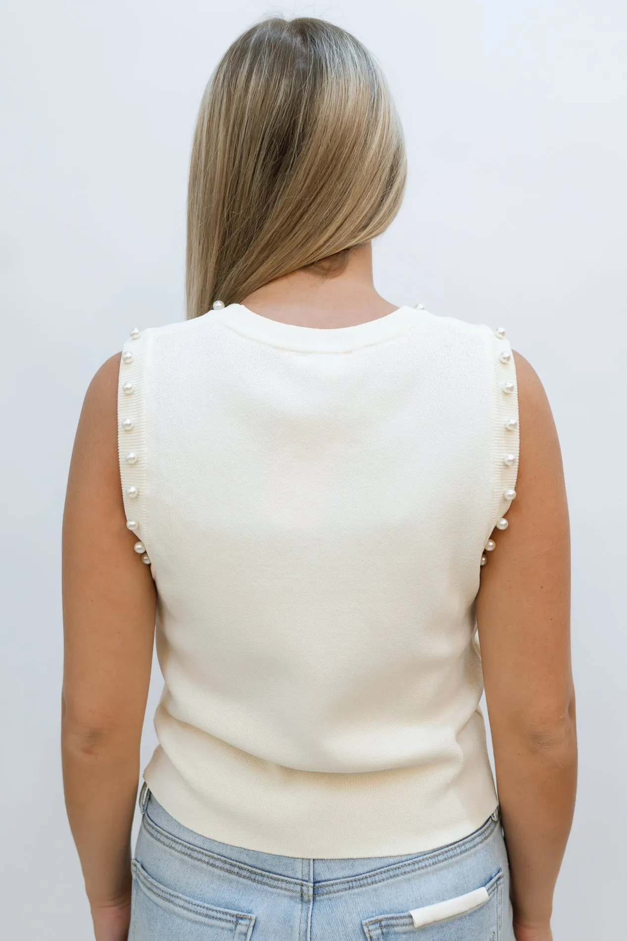 Gracey Pearl Tank Top - Ivory