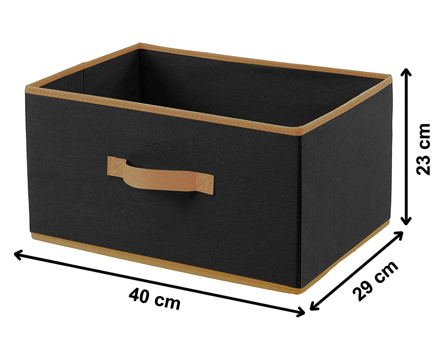 Heart Home Non-Woven Rectangular Flodable Cloth Storage Box, Pack of 2 (Black)-HS40HEARTH23913