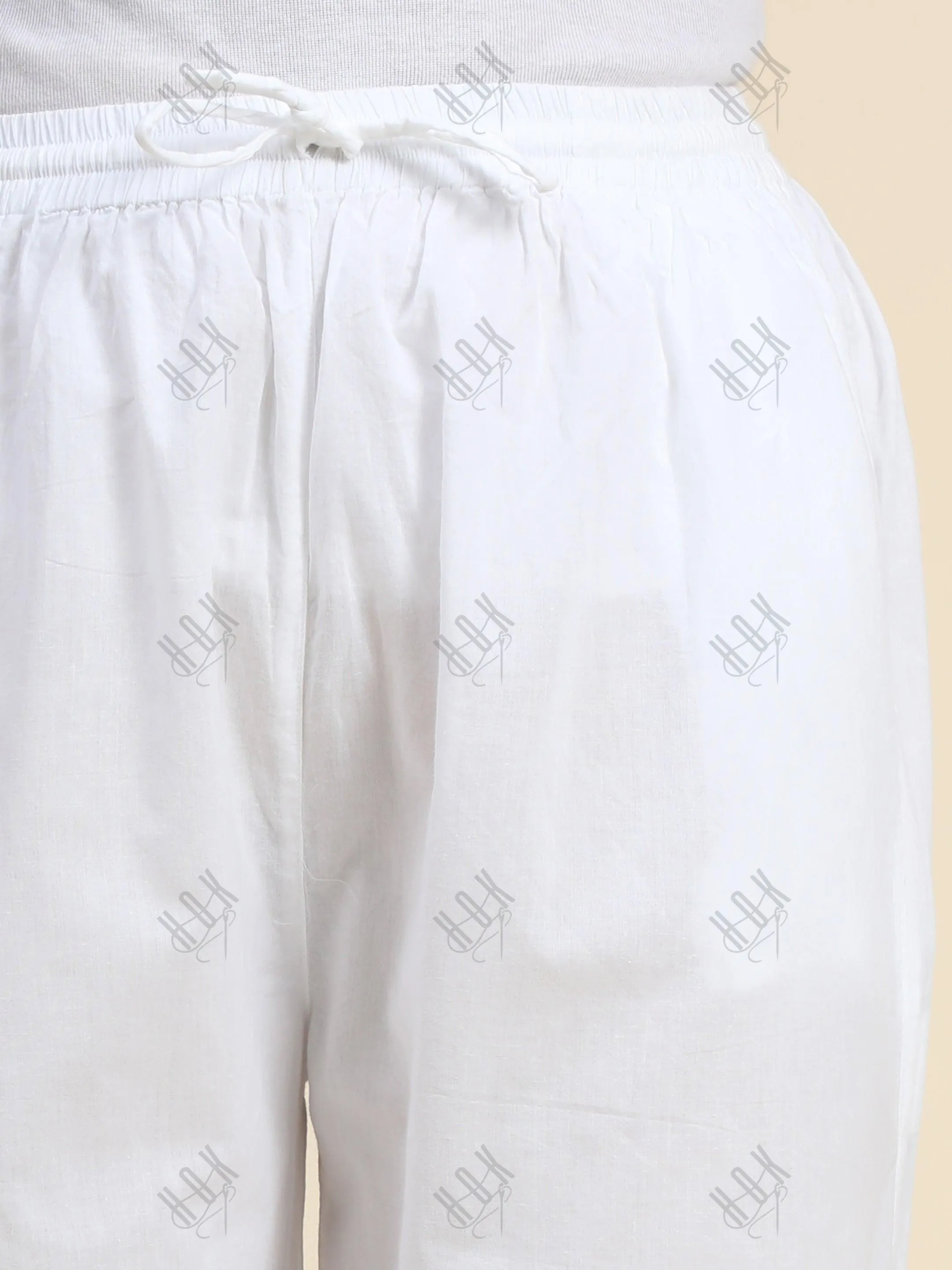 HOK Chikankari Cotton White Pant Trouser