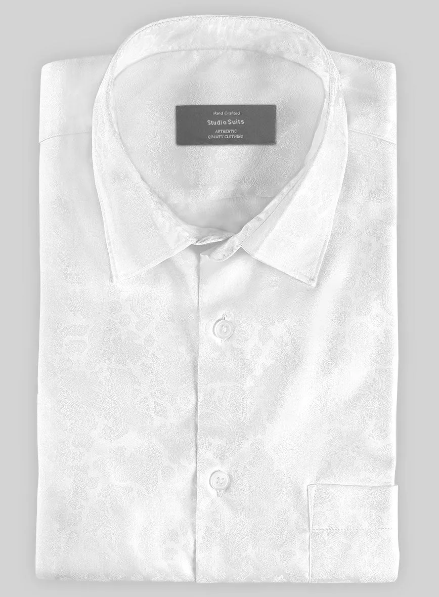 Italian Stretch White Paisley Shirt