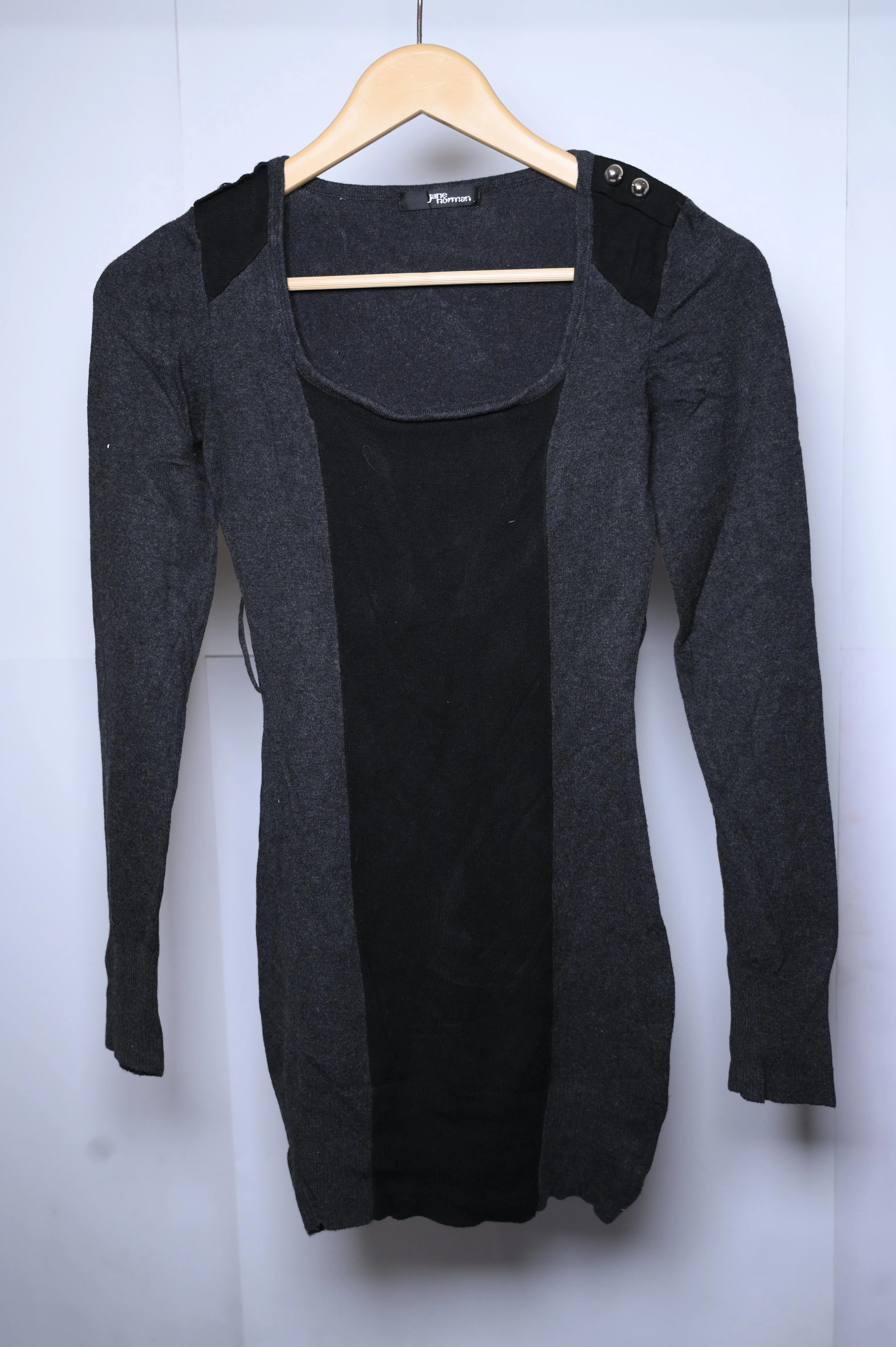 Jane Norman Black and Grey Sweatshirt - Small