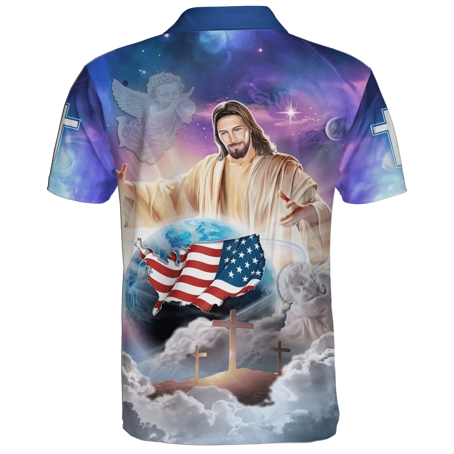 Jesus Christ Globe Polo Shirt - Christian Shirts & Shorts