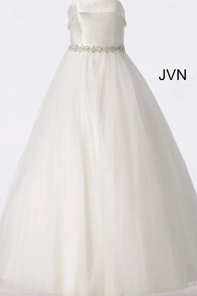 JVN by Jovani 66687 Off White Elegant Tulle Ballgown