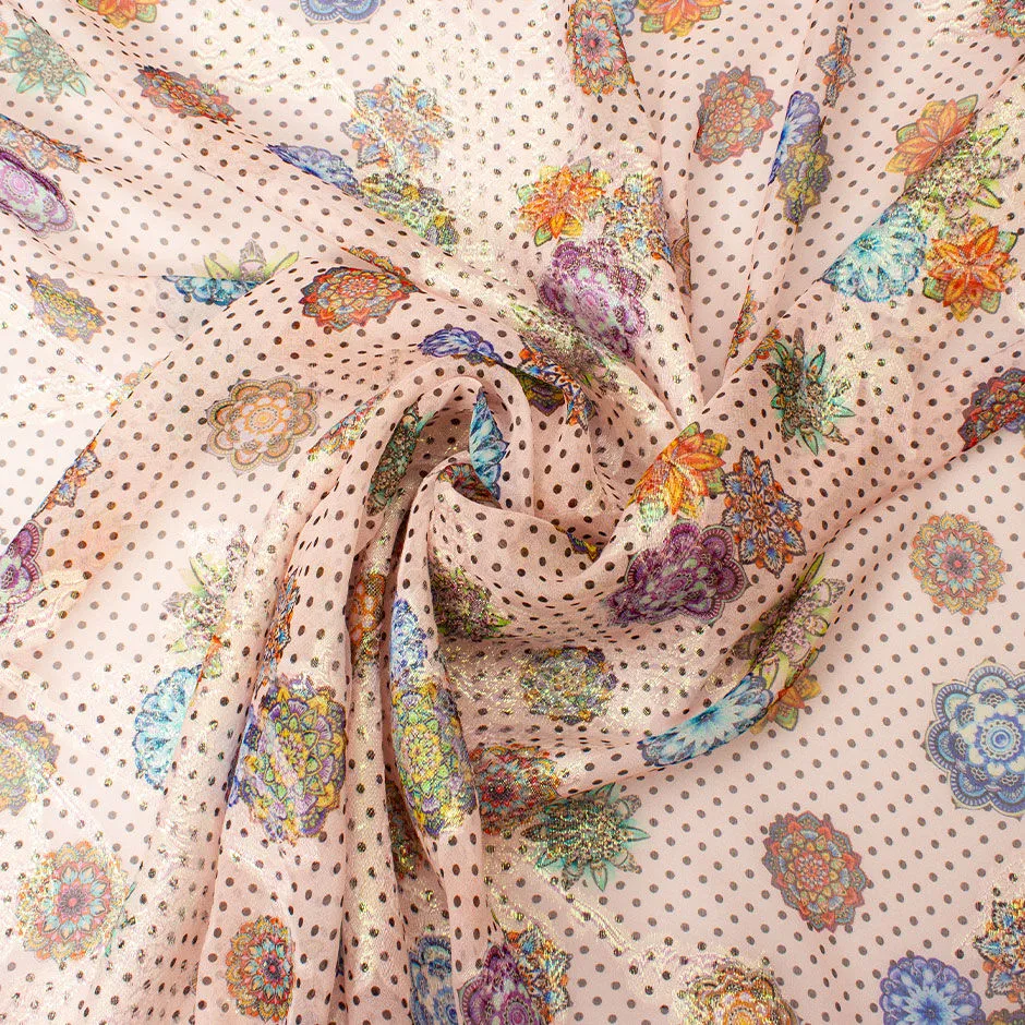 Kaleidoscope Floral & Spotted Silk Chiffon