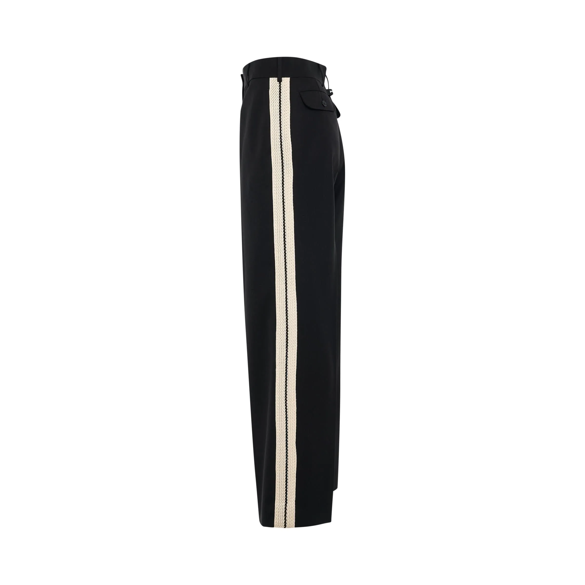 Knit Tape Suit Pants in Black/Off White