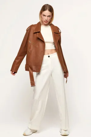 Light brown leather jacket women