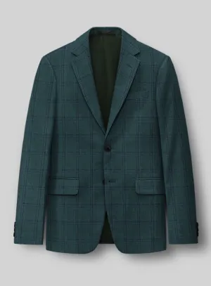 London Loom Green Check Wool Silk Linen Jacket