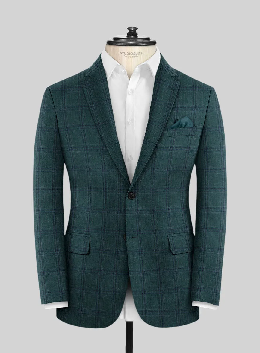 London Loom Green Check Wool Silk Linen Jacket