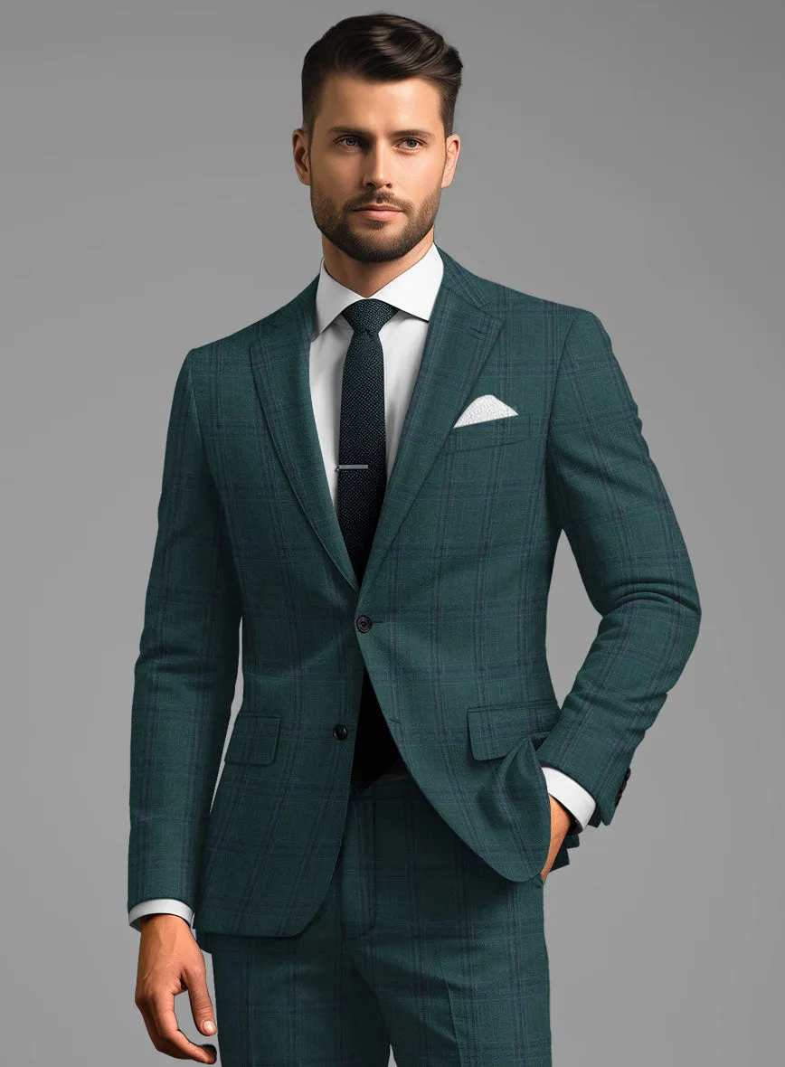 London Loom Green Check Wool Silk Linen Jacket