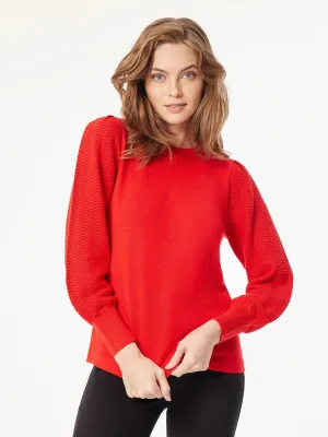 Long Sleeve Puff Sleeve Knit Top