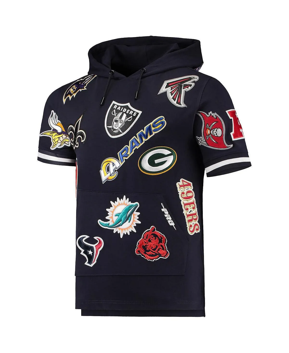 Men's dark blue short sleeve hoodie nfl league wordmark Pro Standard blue