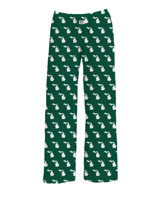 Michigan Pattern Lounge Pants In Green & White